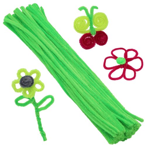 100 Pieces Pipe Cleaners Chenille Stem, Solid Color Pipe Cleaners Set for Pipe Cleaners DIY Arts Crafts Decorations, Chenille Stems Pipe Cleaners (Fluorescent Green)