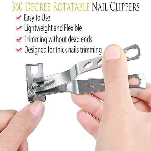 SANJINFON 3 in 1 Nail Clippers with 360 Degree Rotating Head Upgraded, Sharp Toenail Clippers for Men Thick Toenails/Nails for Seniors, Precision Spin Snips, Toe Nail Clipper, Cutter, Trimmer, File