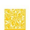 Amscan Highly Absorbent Sunshine Ornamental Scroll Beverage Napkins (16 Pack), 5 x 5", Yellow/White