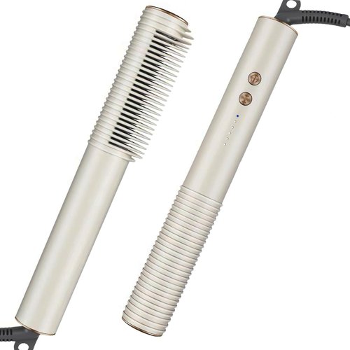 Hair Straightener Brush, Hot Hair Comb, 2 in 1 Flat Iron Hair Curling Straightening Brush for Women, Anti-Scald with 5 Temps Fast Heating