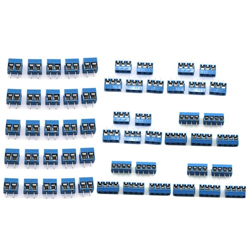 DGZZI 50pcs Blue 5mm Pitch PCB Mount Screw Terminal Block Connector for Arduino (20pcs 2 Pin + 15pcs 3 Pin + 15pcs 4 Pin)