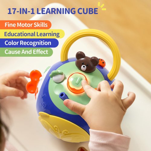 taotaotoys Toddler Toys for 1 Year Old Boy Activity Cube Learning Educational Musical Busy Cube Baby Toy 3 6 9 12 Months Autism Sensory Toys Girl Boy 1st Birthday