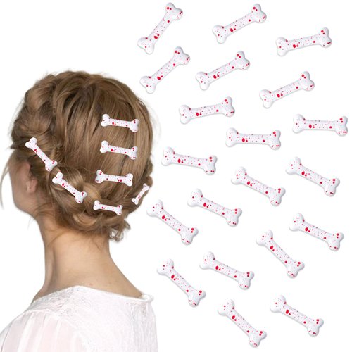 IDDFEVE 20Pcs Halloween Bloodstain Bone Hair Clips for Women & Girls, 3 inches Dog Bone Hair Pins for Cosplay Party Costume Hair Accessories Decorative
