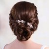 Brishow Pearl Bridal Hair Comb Rose Gold Rhinestone Wedding Hair Accessories Crystal Hair Piece for Women and Girls (Pack of 2)
