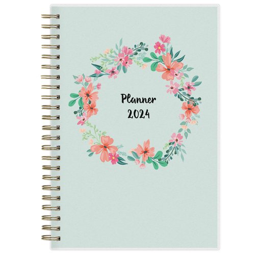 Blue Sky 2024 Weekly and Monthly Planner, January - December, 5" x 8", Frosted Cover, Wirebound, Laurel (144730)