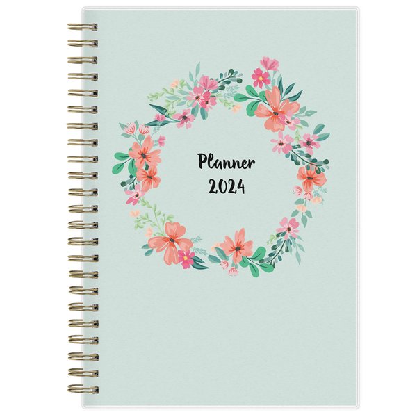 Blue Sky 2024 Weekly and Monthly Planner, January - December, 5" x 8", Frosted Cover, Wirebound, Laurel (144730)