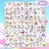 100 PCS Cute Funny Pastel Rainbow Unicorn Temporary Tattoos Sticker for Kids Rainbow Birthday Party Decorations Favors Supplies Decor Gifts Boys Girls Baby Shower Cute Fake Tattoo School Reward Themed