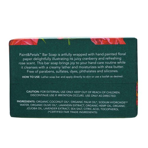 PAINT&PETALS Cranberry & Rose Scented Bar Soap, Cleanses with A Creamy Lather & Moisturizes With Shea Butter, Artfully Wrapped, A Chic Addition to Any Kitchen or Bathroom, 7 Oz