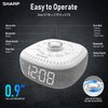 Sharp Sound Machine Alarm Clock with Bluetooth Speaker, 6 High Fidelity Sleep Soundtracks – Soothing Noise Machine for Baby, Adults, Home and Office – White LED