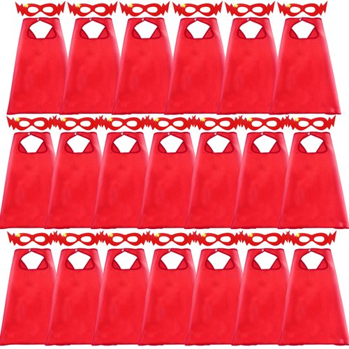 D.Q.Z Superhero-Capes for Kids 20 Sets, Birthday Gifts for Boys Girls Role Play, Super Hero Toys for School Halloween Party (Red)
