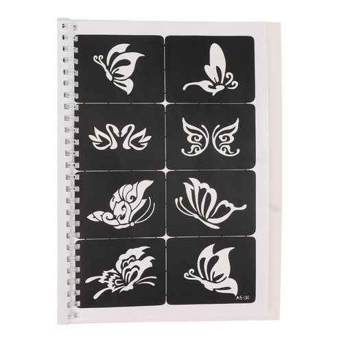 ZJchao Temporary Stencils, Airbrush Templates, 97 Patterns Waterproof Reusable Portable Temporary Tattoos Body Art Painting Templates