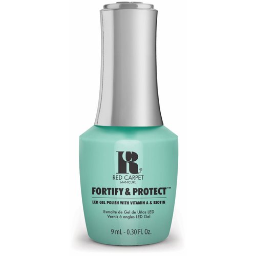 Red Carpet Manicure Fortify & Protect Mint Green Crème Gel Polish for Strong, Healthy Nails - Infused with Vitamin A & Biotin - (Front And Center) Led Nail Gel Color, 0.3 Fl Oz
