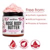 Rose Body Butter for Dry Skin with Whipped Shea Butter and Pure Rose Essential Oil | Ultra Hydrating Rose Lotion for Women | All Natural Moisturizer with No Synthetic Fragrances