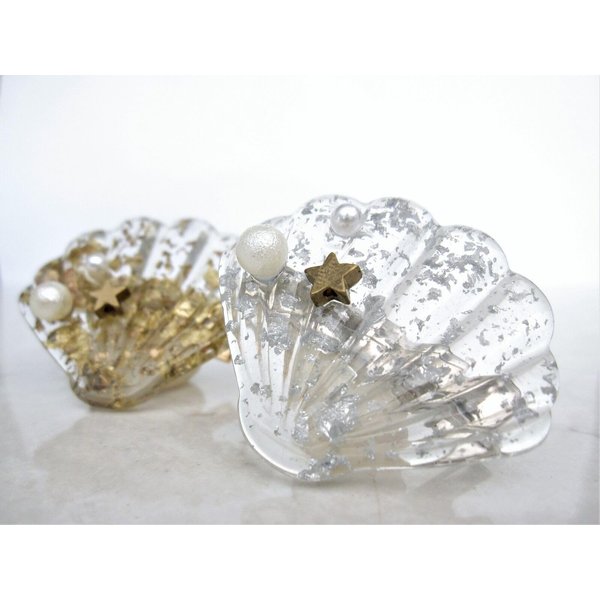 Generic Shiny gold or silver shell pearl star alligator hair claw clip clamp (Primary color: Gold)