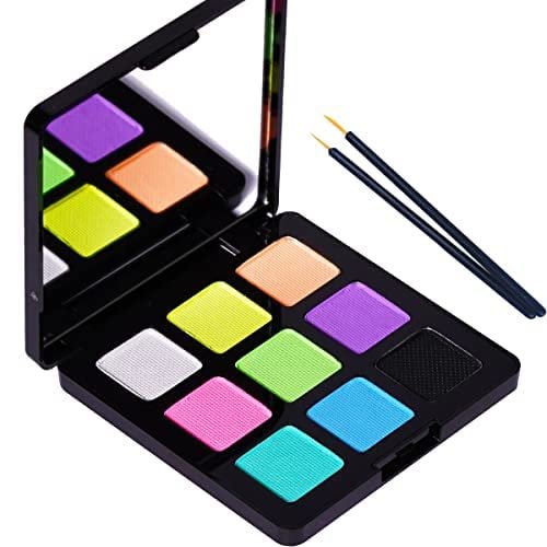 Bowitzki 9 Colors Water Activated Eyeliner Hydra Liner Graphic Cake Aqua Eye Liner Retro Makeup Pastel UV Glow Color Neon Face Body Paint