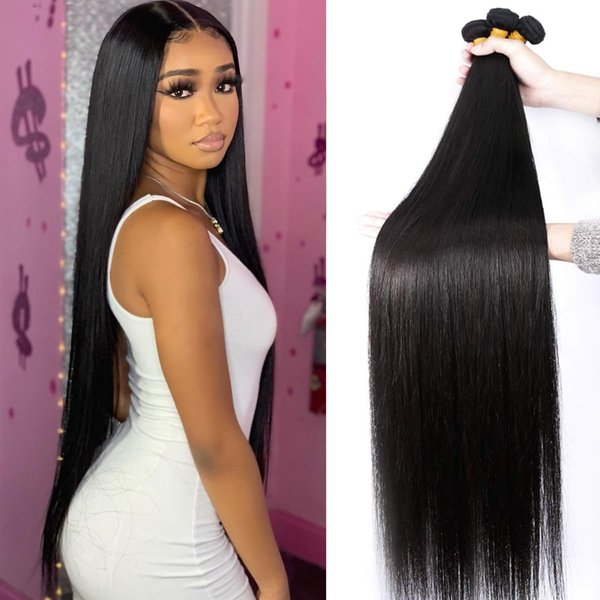 10A Straight Bundles Human Hair 3 Bundles 20 22 24 inch Straight Hair Bundles Unprocessed Brazilian Virgin Human Hair Weave Bundles Natural Black Hair Extensions