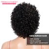 Rebecca Fashion 8" Highlight Brown Wigs for Black Women Human Hair, Short Curly Wigs with Bangs, 10A Brazilian Virgin 150% Density, Wear and Go Glueless Wigs (Black Mixed Brown)