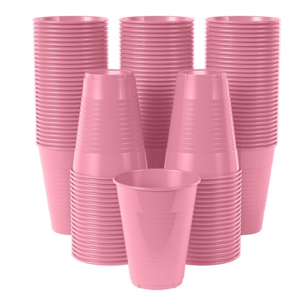 Exquisite 12 oz Pink Plastic Cups For Party 50 Pack | Pink Disposable Cups | Pink Party Cups Disposable | Plastic Party Cups Pink | 12 oz Plastic Cups Disposable | Plastic Drinking Cups