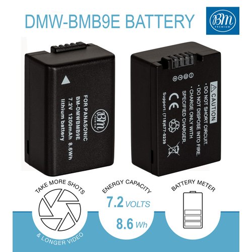 BM Premium 2 Pack of DMW-BMB9 Batteries and Battery Charger Replacement for Panasonic Lumix DC-FZ80, DMC-FZ40K, DMC-FZ45K, DMC-FZ47K, DMC-FZ48K, DMC-FZ60, DMC-FZ70, DMC-FZ100, DMC-FZ150 Digital Camera