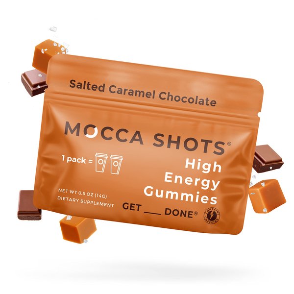 SGC Seattle Gummy Company Caffeine Energy Gummies 6-Pack, Salted Caramel Mocca Energy Chews, Nootropic, Vegan, Plant-Based, Gluten Free, 200mg Caffeine