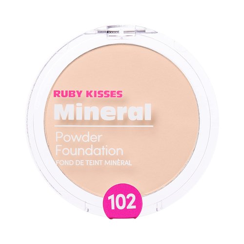 Ruby Kisses Mineral Pressed Powder Foundation, Medium to Full Coverage Natural Finish 0.35 Ounce (Fair Porcelain)