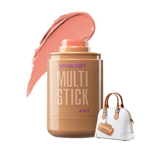 Blush Stick For Cheeks Lips Eyes W/Leather Keychain,Cream Blush Stick,Monochromatic Multi Stick,Pocket Portable For Travel,Dewy Finish,Buildable & Blendable Color | 01# Tender-Soft Peach,0.2 Fl.Oz
