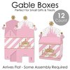 Big Dot of Happiness Little Princess Crown - Treat Box Party Favors - Pink and Gold Princess Baby Shower or Birthday Party Goodie Gable Boxes - Set of 12
