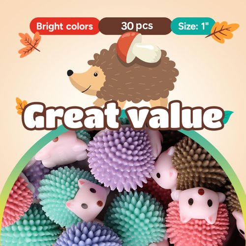 Entervending Hedgehog Toy Figurines - Wild Life Animal Figures in Bag - 30 Pcs - Figurines Party Favors for Kids - Cake Toppers – Woodland Decoration Playset - Cognitive Toys