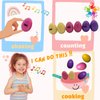 OPPA Colorful Plastic Egg Shakers 6 PCS and Rainbow Stacking Toy, Hand Percussion Musical Shaker, Wooden Rainbow Stacker Nesting Blocks, Educational Toy for Toddlers Baby Preschool Kids