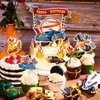 48 Pieces Hot Car Cake Topper Happy Birthday Cupcake Toppers Race Car Cake Decoration Checkered Flag Fire Car Theme Birthday Party Supplies for Boys Girls Game Party Favors