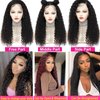 Espive 28 Inch 13x4 Deep Wave Lace Front Wigs Human Hair 180 Density Deep Curly Lace Front Wigs Human Hair Glueless Transparent Lace Frontal Wig for Women Pre Plucked with Baby Hair Natural Black