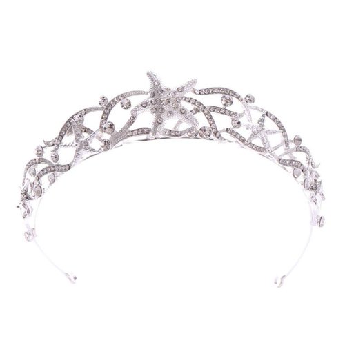 Lurrose Star Headband Crown, Diamond Tiara Crown Starfish Crystal Hairband Rhinestone Bridal Headdress