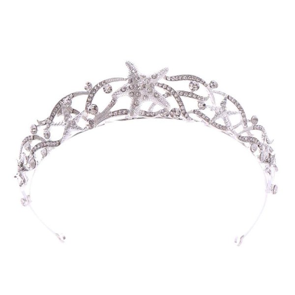 Lurrose Star Headband Crown, Diamond Tiara Crown Starfish Crystal Hairband Rhinestone Bridal Headdress