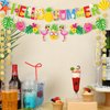 SEPGLITTER Hello Summer Banner and Gold Glittery Garland for Hawaiian Theme Tropical Beach Pool Camp Holiday Classroom Bulletin Board Birthday Happy Summer Party Decorations