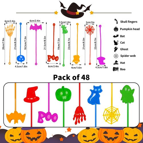 Vellibring 48 PCS Halloween Sticky Hands Party Favors for Kids Stretchy Sticky Toys Bulk for Halloween Treats Goodie Bag Stuffers Fillers Classroom Exchange Prizes