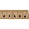 VHC Brands Burlap Natural with Black Stars Primitive 16"x72" Valance Tan Rod Pocket Stenciled Cotton Kitchen Window Curtains