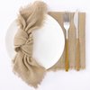 Socomi Handmade Cloth Napkins with Fringe Set of 12 Caramel Cotton Linen Napkins 18"x18" Rustic Dinner Napkins Bulk for Wedding Party Baby Shower