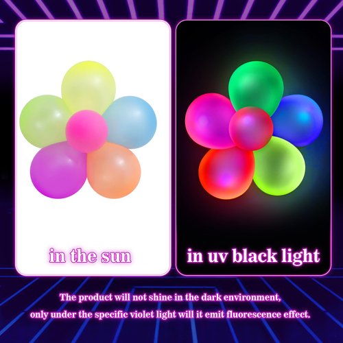 120 Pcs UV Neon Balloons, Neon Glow Party Balloons 7 Colors Glow Balloons Glow in the Dark Balloons for Blacklight Party Birthday Wedding Neon Party Supplies and Decorations (120)