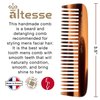 Altesse 11132 Small Wide Tooth Comb Tortoiseshell Mustache Comb for Men (3.5") with Pocket Comb Synthetic Leather Case. Essential Facial Hair Travel Comb For Any Beard Kit for Men. Handmade in France