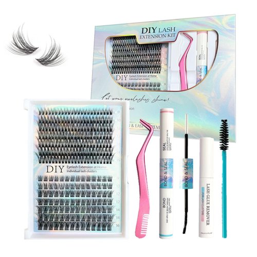 Lash Extension Kit 240 Pcs,DIY Individual Lashes Clusters Kit,Lash Bond And Seal,Lash Remover For Eyelashes Extensions,Lash Applicator Tool For False Eyelash Cluster Kit At Home
