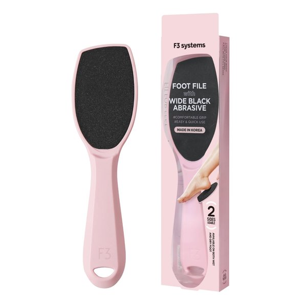 F3 Systems, Wide Emery, Double-Sided Pedicure Tool, Colossal foot file for Men & Women, Effective for Cracked Heel, Callus Remover, Foot Scrubber, Professional , (Pink)