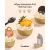 Disposable Ramekins with Lids - Katbite 60 Pack 5oz Aluminum Foil Cupcake Baking Cups, Muffin Tins for Creme Brulee, Desserts, Baking - Gold