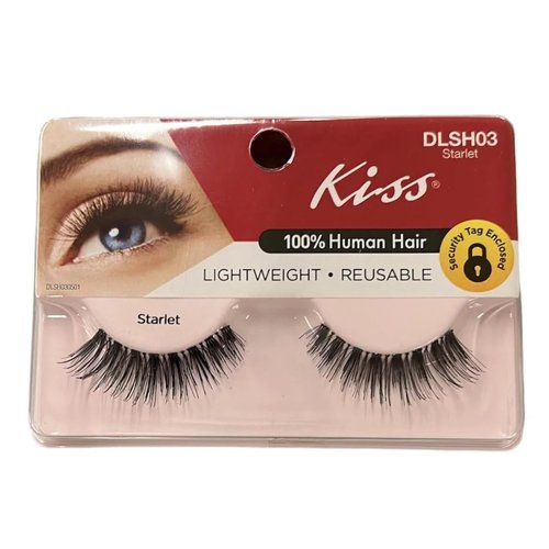KISS 100% Human Hair False Eyelashes, Starlet, Lightweight and Reusable, brown, 1 pair