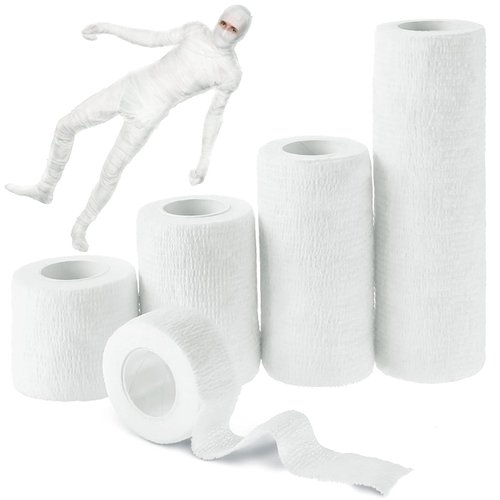 25 Yards 5 Rolls Halloween Mummy Bandage Wrap Self Adhesive Stretch Gauze Bandage Rolls Halloween Mummy Costume for Women Men Cosplay