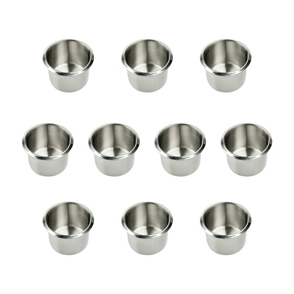 Game Table Cup Holder Insert - 10 Pack Stainless Steel Small Drop-in Drink Cup Holder, Poker Table Cup Holders for Casino Table, Game Table, Sofa, Boats, Bench, Work Desk, RV Cars & Trucks