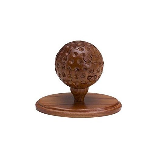 CHH 6144 5.5 Inch Wooden 3D Golf Ball Brain Teaser Puzzle, Medium Brown