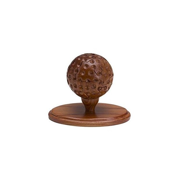 CHH 6144 5.5 Inch Wooden 3D Golf Ball Brain Teaser Puzzle, Medium Brown