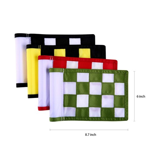 Golf Flag,Green Golf Flags,Solid Nylon and Checkered Training Golf Putting Green Flags, Indoor Outdoor Backyard Garden Portable Golf Target Flags,8.7inch*6inch (4-sets new version)