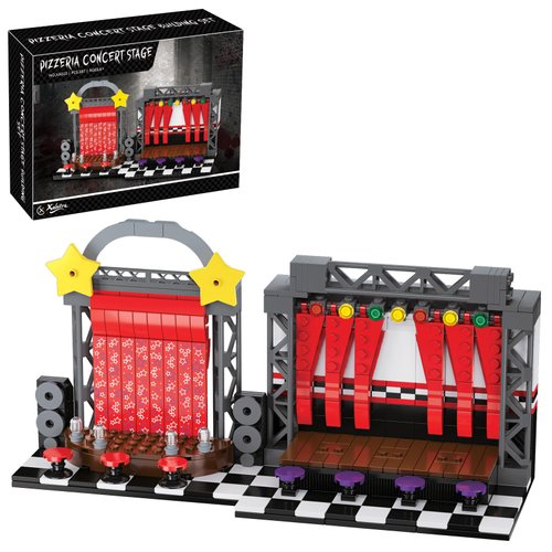 Five Nights Halloween FNAF Pizzeria Star Curtain Concert Stage Building Blocks Set, Classic Horror Game Security Breach Creative Festival Bricks Kit Toys Gifts Merch,Suitable for Fans Friends Kids