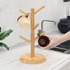 MaxGear Bamboo Coffee Mug Tree,Mug Rack, Coffee Cup Holder for Countertop, Wooden Coffee Cup Holder Stand, Coffee Mug Holder with 6 Hooks